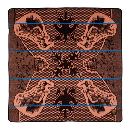 Moshoeshoe | Brown / Salmon / Peacock | Basotho Blanket Blankets / Aranda