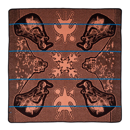 Moshoeshoe | Brown / Salmon / Peacock | Basotho Blanket Blankets / Aranda