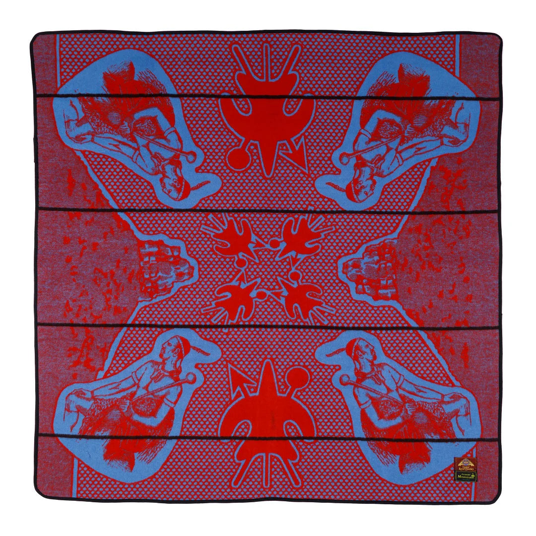 Moshoeshoe | Scarlet / Cobalt / Brown | Basotho Blanket Blankets / Aranda