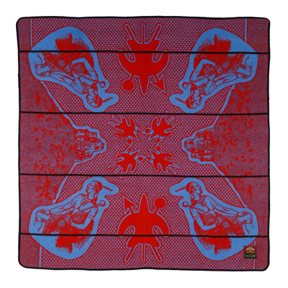 Moshoeshoe | Scarlet / Cobalt / Brown | Basotho Blanket Blankets / Aranda