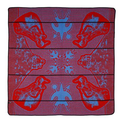 Moshoeshoe | Scarlet / Cobalt / Brown | Basotho Blanket Blankets / Aranda