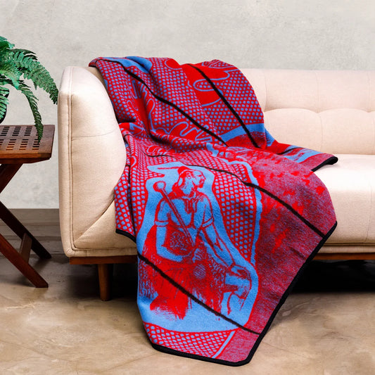 Moshoeshoe | Scarlet / Cobalt / Brown | Basotho Blanket