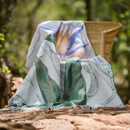Bella Vita Strelitzia Throw Blanket – My Africa Collection | Old Gold/Bottle – 100% Ultra-Soft Acrylic