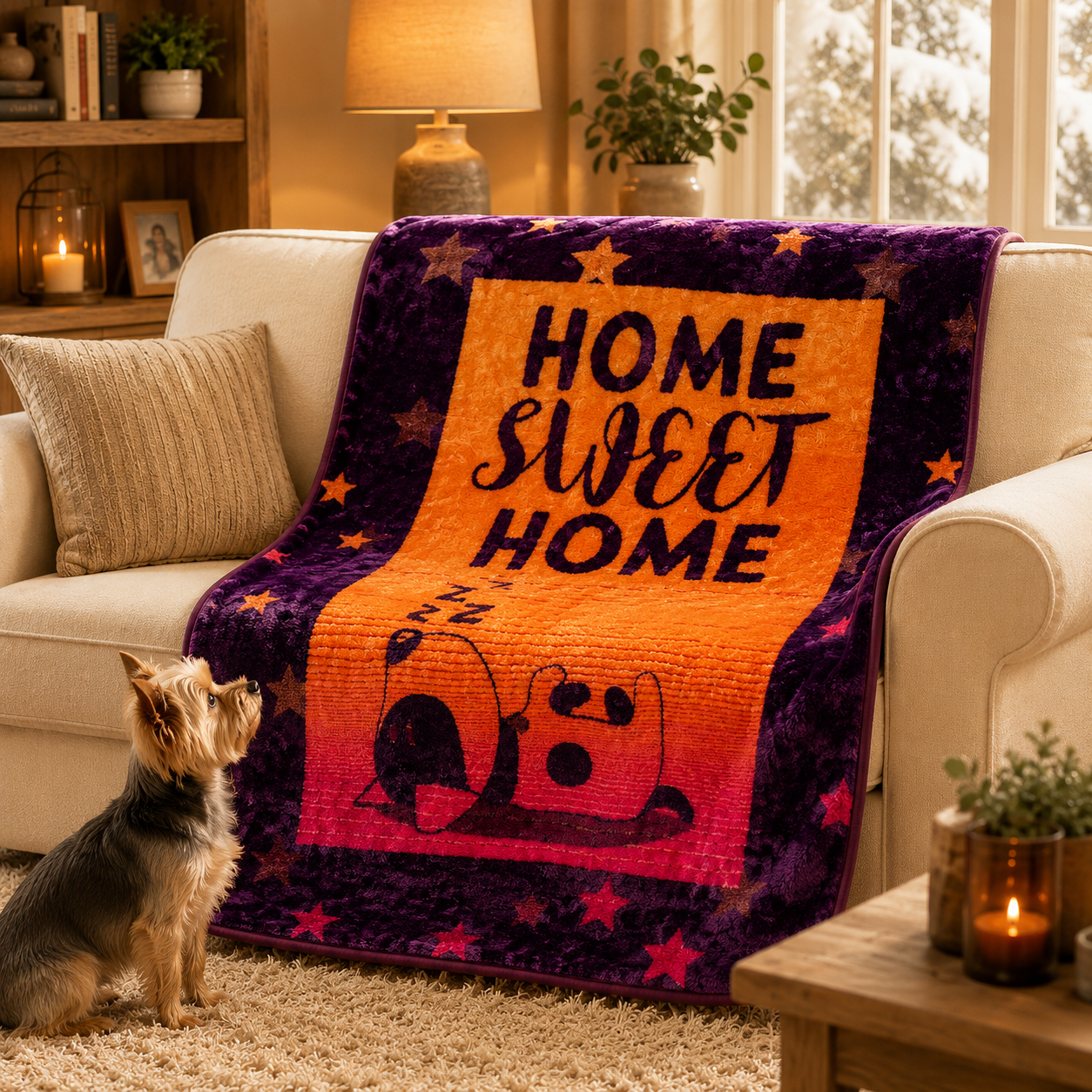 Pet Blanket - A Dog's Life - Claret / Amber Blankets / Aranda