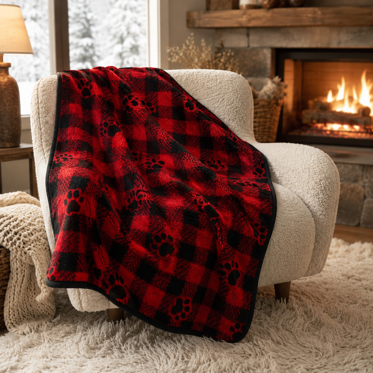 Pet Blanket - Gingham Prints - Black / Cherry Blankets / Aranda
