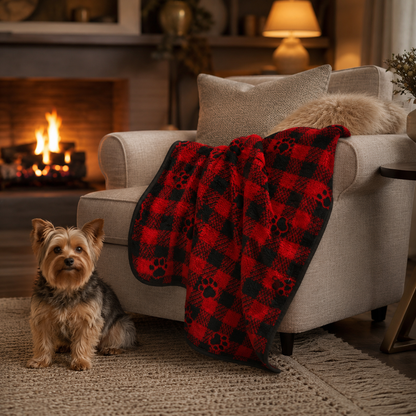 Pet Blanket - Gingham Prints - Black / Cherry Blankets / Aranda