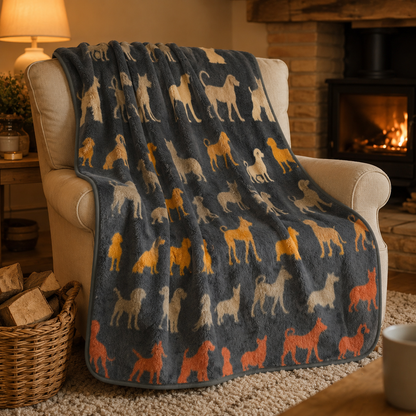 Pet Blanket - Rainbow Dogs - Steel / Blush Blankets / Aranda