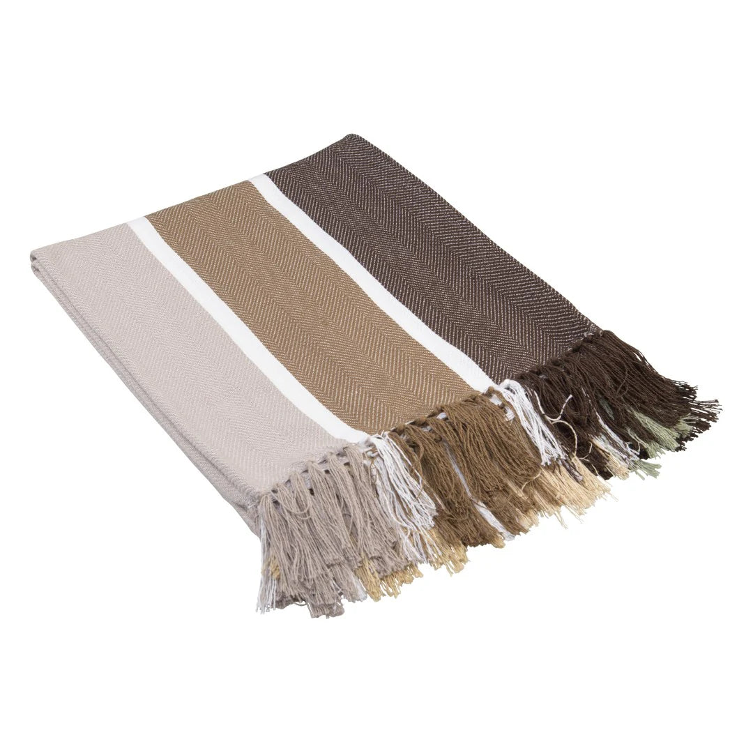 Protea Pinstripe – Sunset | Cocoa / Coffee Blankets / Haven & Earth