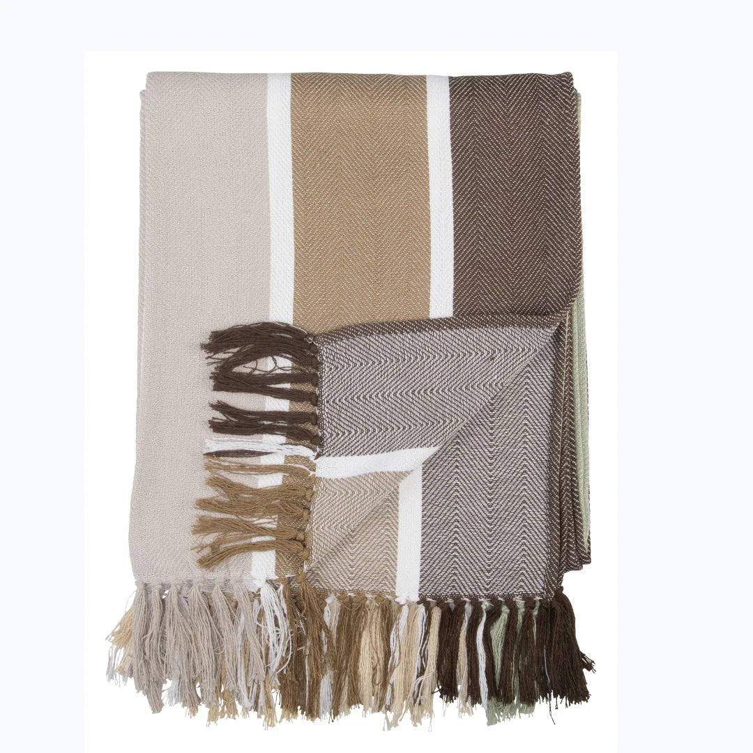 Protea Pinstripe – Sunset | Cocoa / Coffee Blankets / Haven & Earth