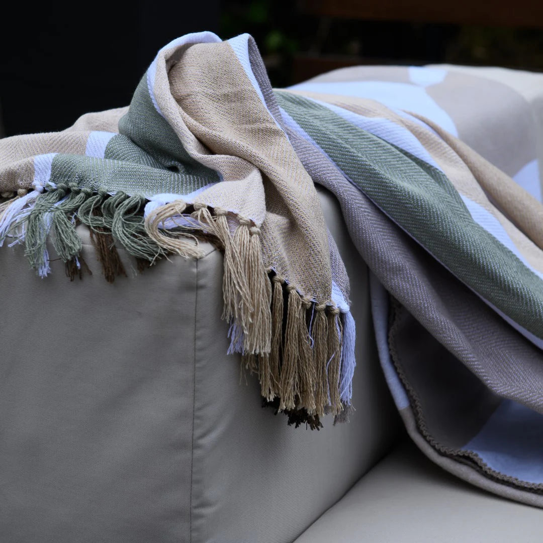 Protea Pinstripe – Sunset | Cocoa / Coffee Blankets / Haven & Earth