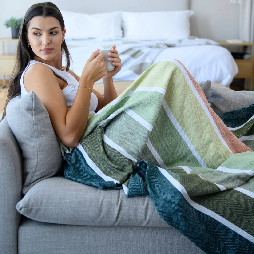 Protea Pinstripe – Sunset | Bottle / Hunter Blankets / Haven & Earth
