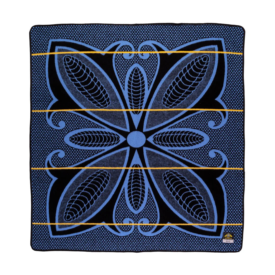Sefate Poone Black Cobalt Gold Africa Blanket