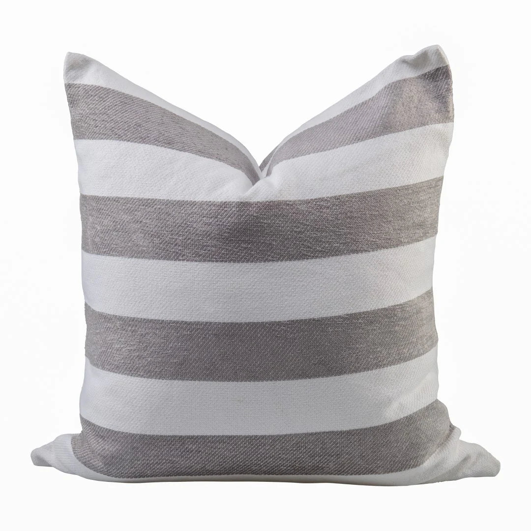 Protea Chenille Scatter Cushion in Wild Dove and White on a white background