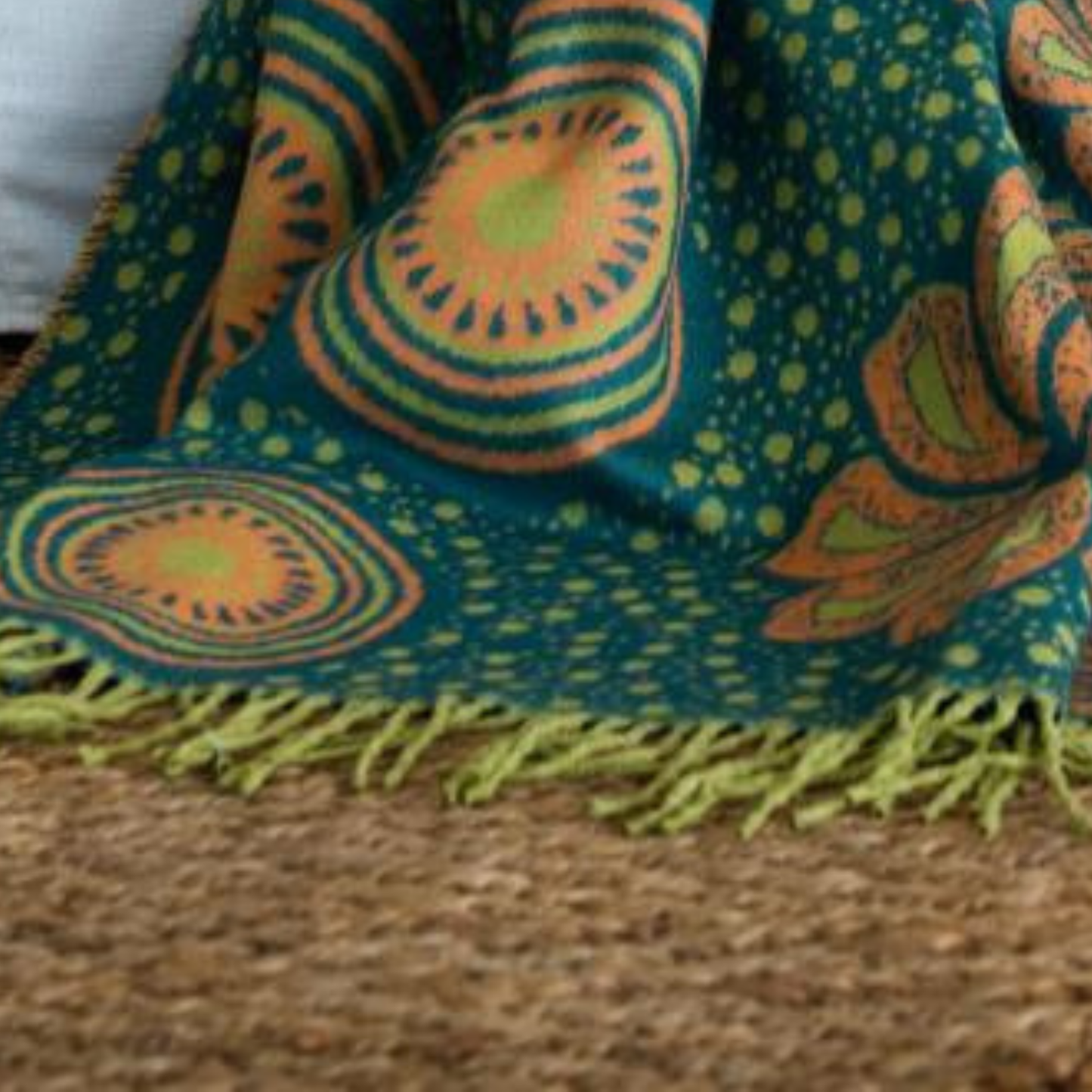 Shweshwe Throw Blanket – My Africa Collection | Teal/Avocado – Earthy African Elegance Blankets / My Africa