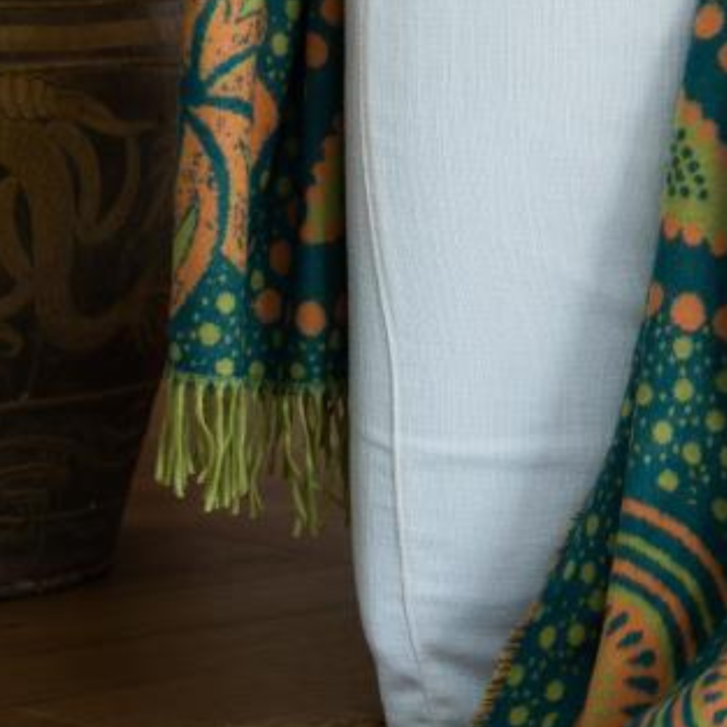 Shweshwe Throw Blanket – My Africa Collection | Teal/Avocado – Earthy African Elegance Blankets / My Africa