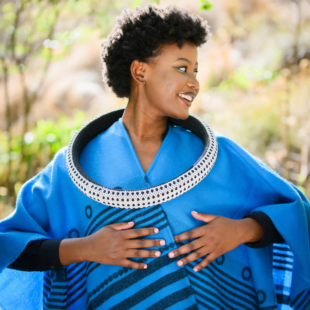 High Bulk Jacquard Wrap – Xhosa | Black/Utrillo Blue