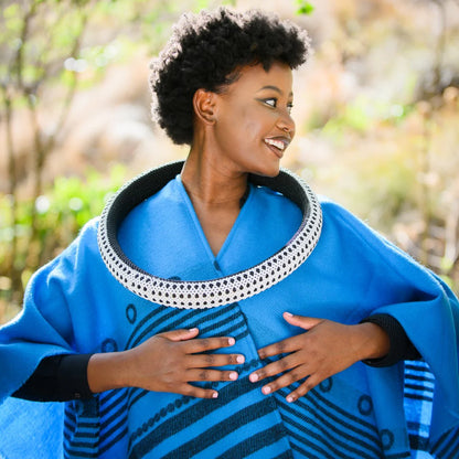High Bulk Jacquard Wrap – Xhosa | Black/Utrillo Blue