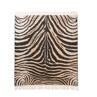 Zebra Skin Throw Blanket - Natural Black and White Stripes - Triple Jacquard Weave African Design - My Africa Collection