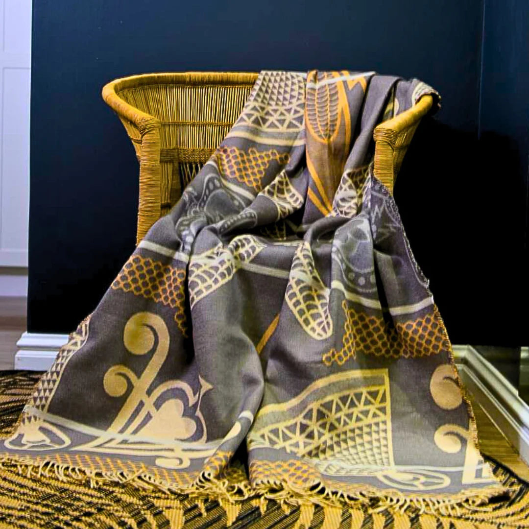 Bella Vita Basotho Throw Blanket – My Africa Collection | Iron/Bone – Triple Jacquard Weave