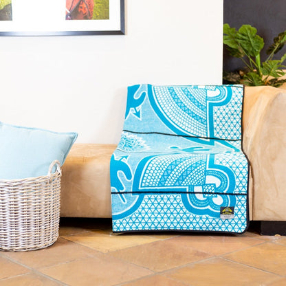 Basotho Heritage Blanket – Kharetsa Aloe Peacock, Natural & Black | South African Craftsmanship
