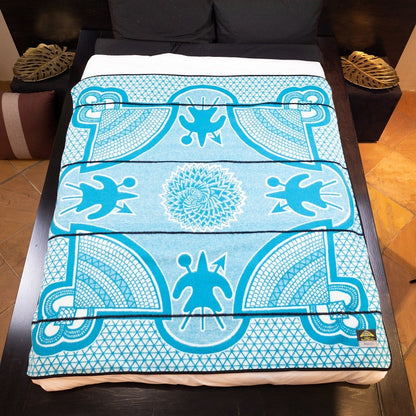 Basotho Heritage Blanket – Kharetsa Aloe Peacock, Natural & Black | South African Craftsmanship