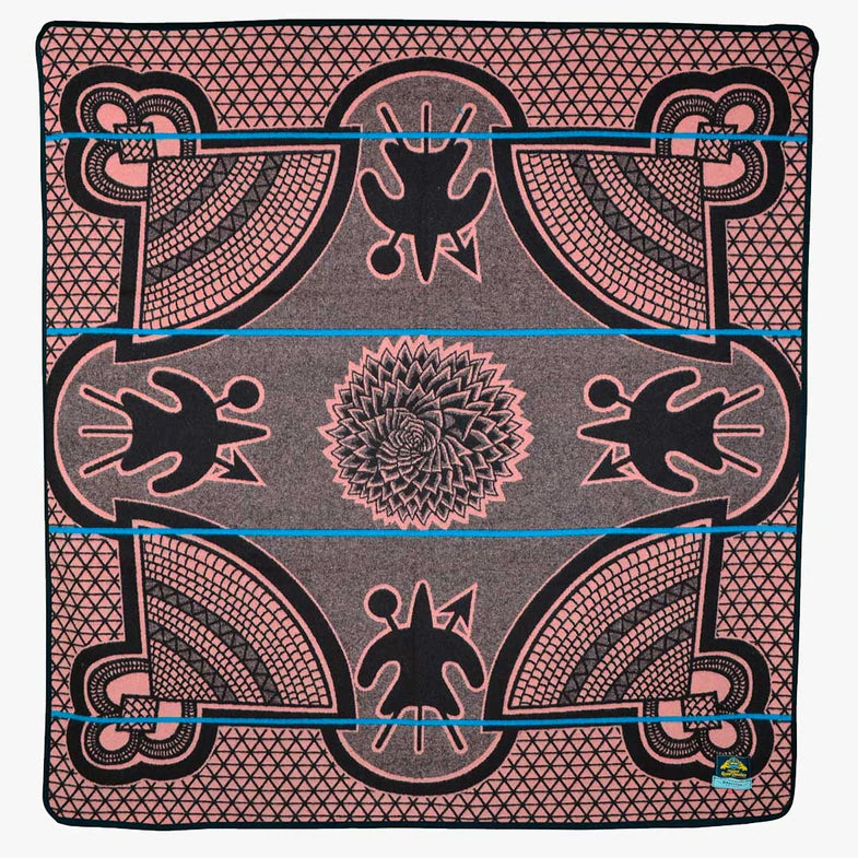 Kharetsa Aloe | Luxury Wool Basotho Blanket Brown / Salmon / Cobalt