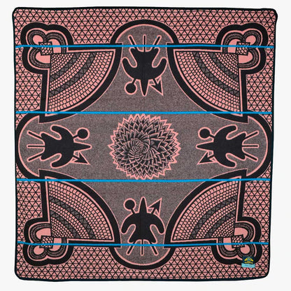 Basotho Blanket – Kharetsa Aloe Brown / Salmon / Cobalt | Authentic South African Craftsmanship