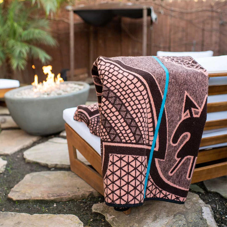 Kharetsa Aloe | Luxury Wool Basotho Blanket Brown / Salmon / Cobalt