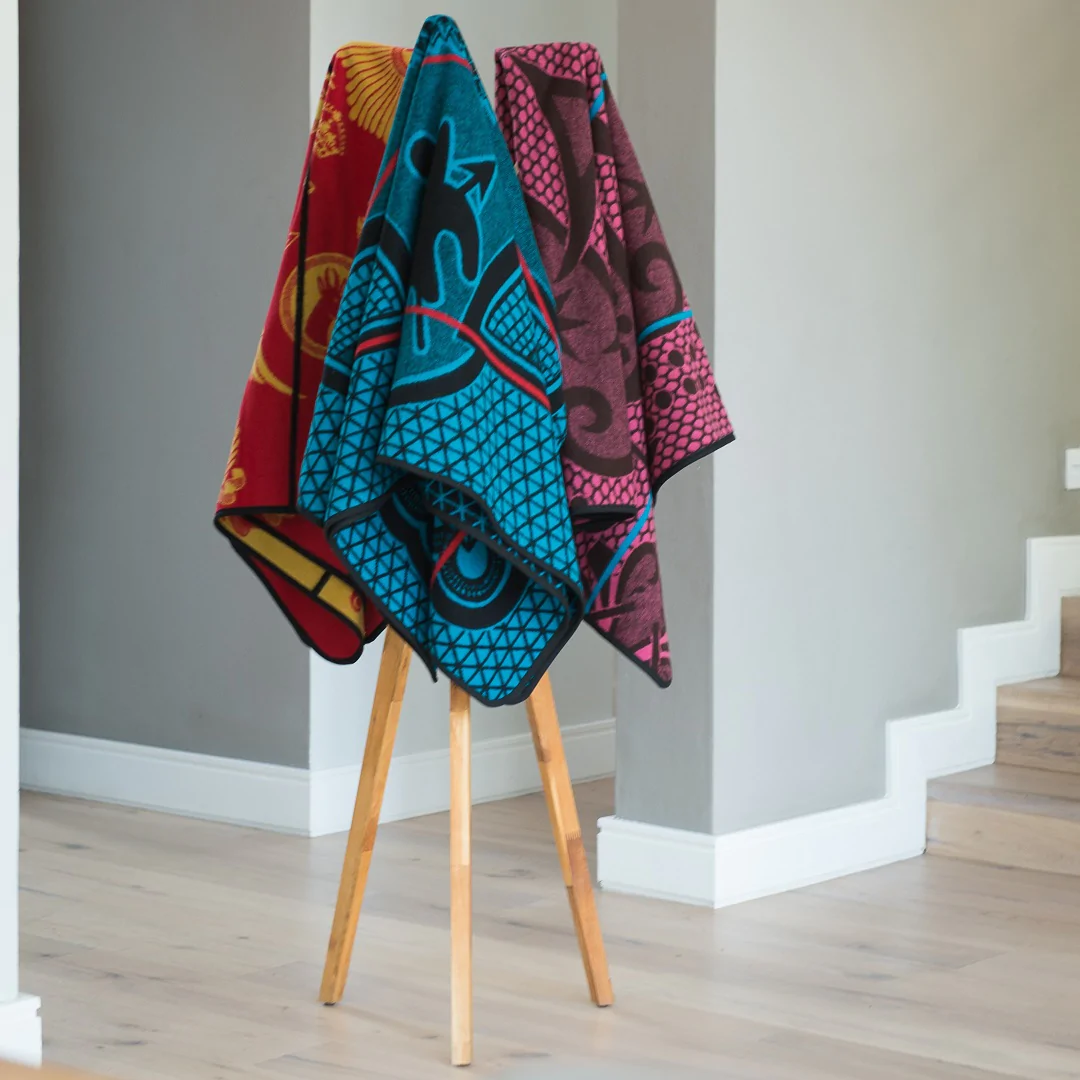 Basotho Blanket Seanamarena Chromatic Cobalt Yolk Natural Africa Basotho Blanket Seanamarena Chromatic Cobalt Yolk Natural Africa