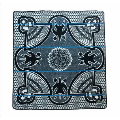 Basotho Blanket – Khotso Ntjhe Poone Black / Scarlet / Natural | AuthenticBasotho Heritage Blanket – Kharetsa Aloe Black / Natural / Cobalt | Africa Blanket South African Craftsmanship