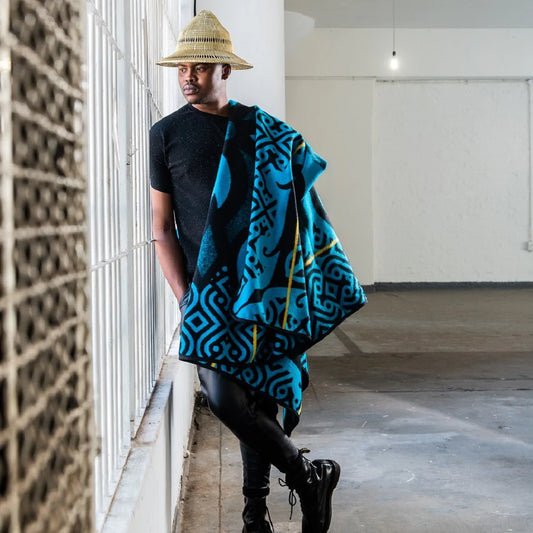 Majaba-Jaba Wool Blanket – African Love Story Design – Luxury 50% Wool & Acrylic Cultural Throw