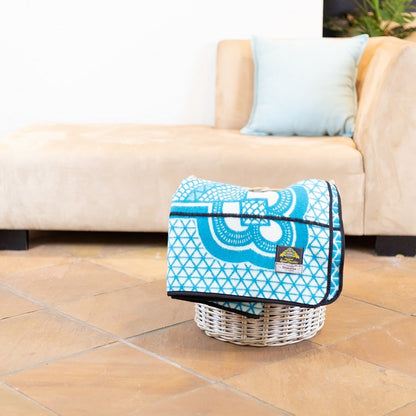 Basotho Heritage Blanket – Kharetsa Aloe Peacock, Natural & Black | South African Craftsmanship