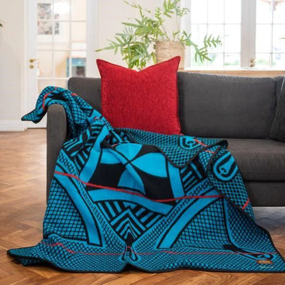 Mokorotlo Black-Peacock-Scarlet Wool Blanket – Basotho Heritage Design
